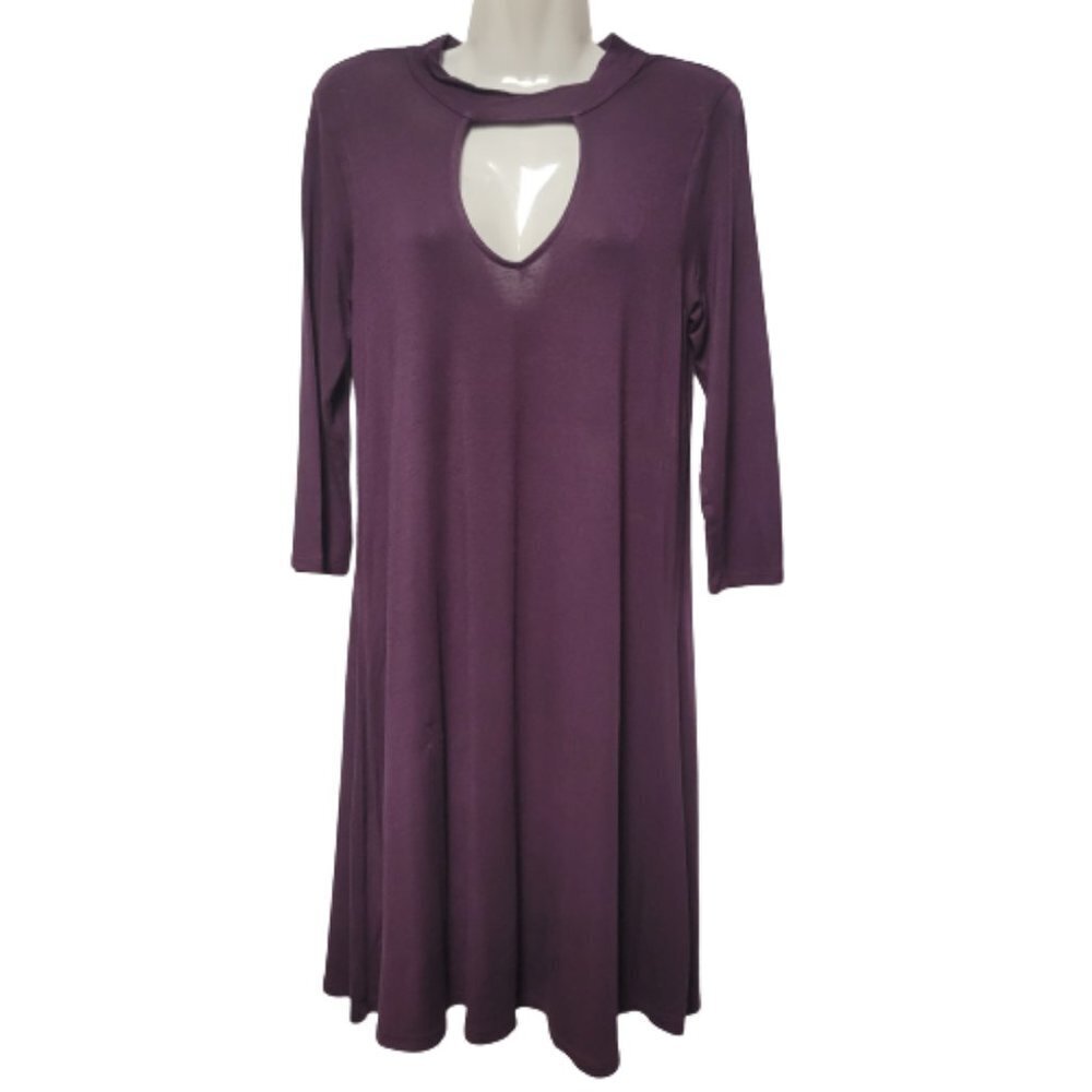 Purple Tunic Dress Tunic Top Three Quarter Sleeves
